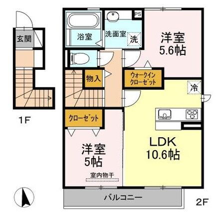 中村公園駅 バス17分  西条下車：停歩15分 2階の物件間取画像